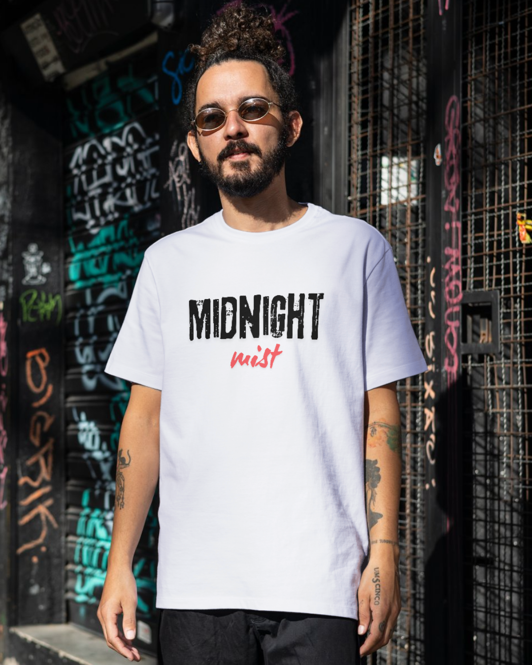 Men's White Midnight Mint Graphic Printed T-Shirt